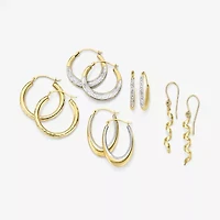 Womens White Crystal 10K Gold 18mm Round Hoop Earrings