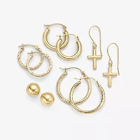Womens 14K Gold 15mm Round Hoop Earrings