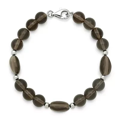 Smoky Quartz Sterling Silver Bead Bracelet