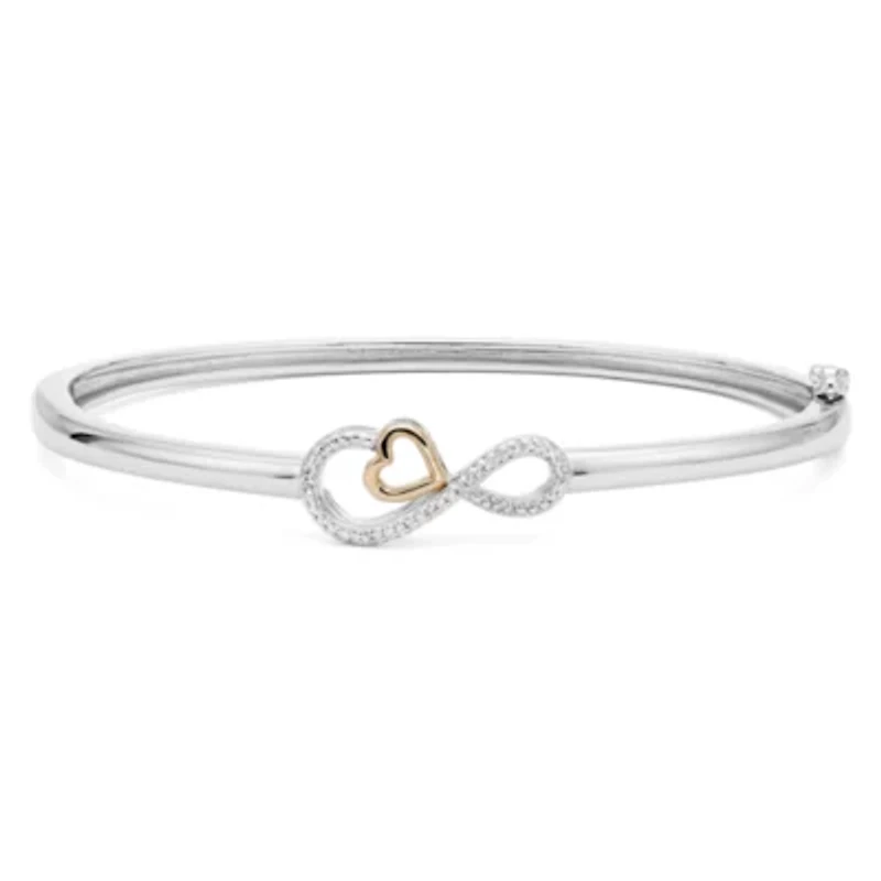 Infinite Promise 1/10 CT.T.W. Natural Diamond Sterling SIlver Bangle with 14K Rose Gold Accent
