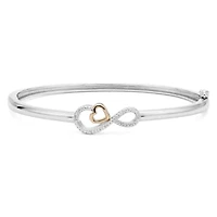 Infinite Promise 1/10 CT.T.W. Natural Diamond Sterling SIlver Bangle with 14K Rose Gold Accent