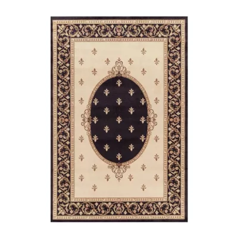 Concord Global Trading Jewel Collection Fleur De Lys Medallion Area Rug