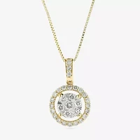 Womens 1/2 CT. T.W. Natural White Diamond 14K or Yellow Gold Round Pendant Necklace