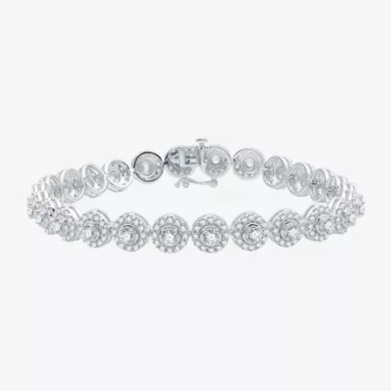 (G / Si1-Si2) Womens 5 CT. T.W. Lab Grown White Diamond 10K White Gold 7.5 Inch Tennis Bracelet