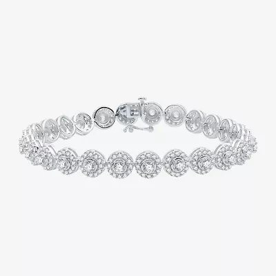 (G / Si1-Si2) Womens 5 CT. T.W. Lab Grown White Diamond 10K White Gold 7.5 Inch Tennis Bracelet