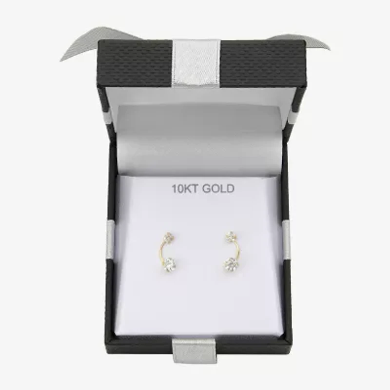 Womens Cubic Zirconia 10K Gold Drop Earrings