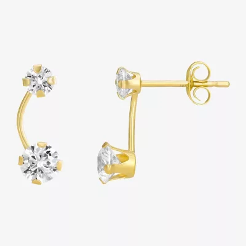 Womens Cubic Zirconia 10K Gold Drop Earrings