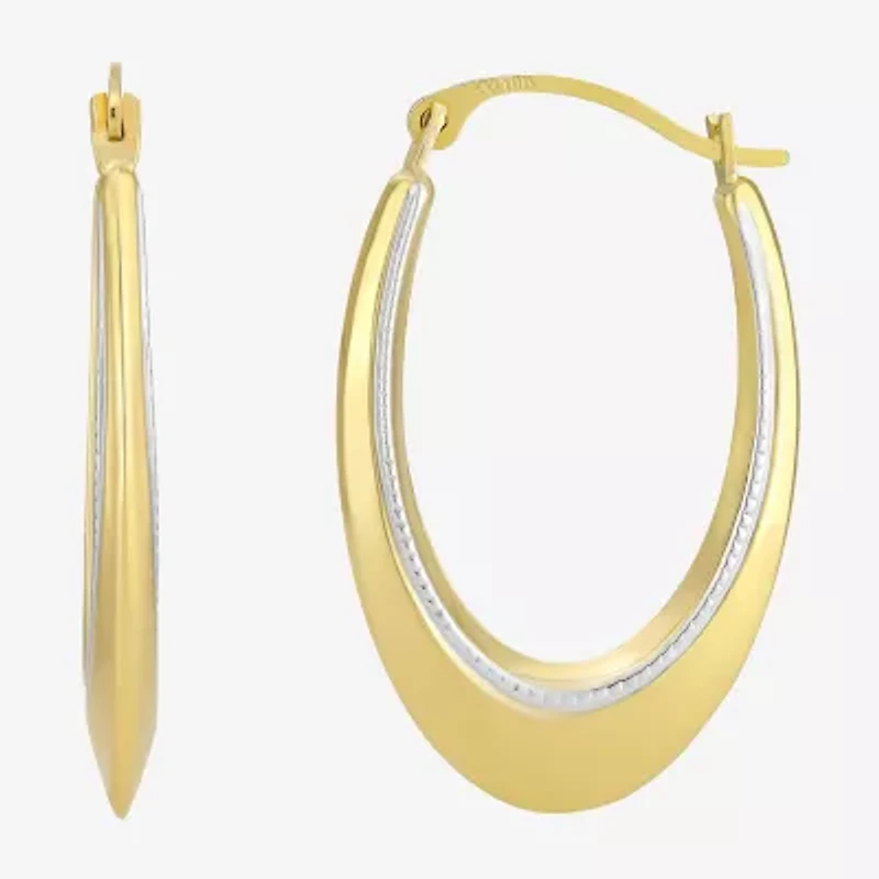 Womens 10K Two Tone Gold 25mm Round Hoop Earrings