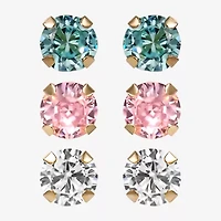 Girls 14K Gold Multicolor Cubic Zirconia 3-pr. Earring Set