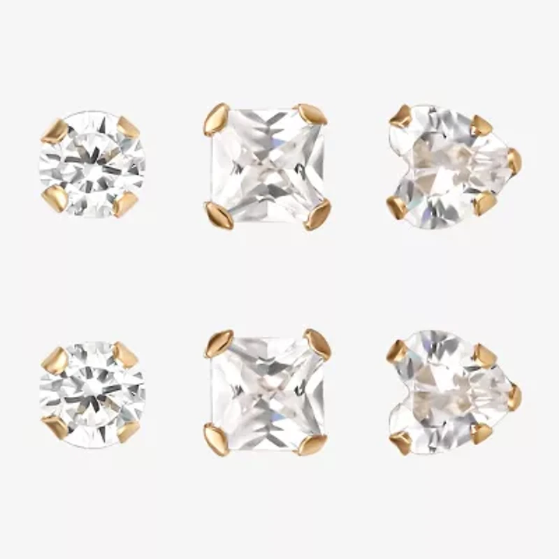 Childs 14K Gold Cubic Zirconia Stud Earring Set