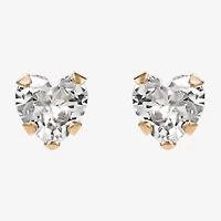 Girls Cubic Zirconia Heart Stud Earrings
