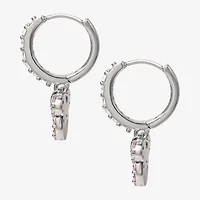 Disney Collection Pink Cubic Zirconia Sterling Silver 16.2mm Minnie Mouse Stud Earrings