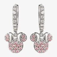 Disney Collection Pink Cubic Zirconia Sterling Silver 16.2mm Minnie Mouse Stud Earrings