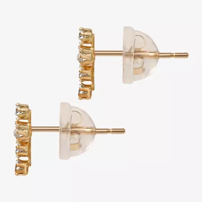 Cubic Zirconia 14K Gold 7.3mm Cross Stud Earrings