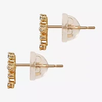 Cubic Zirconia 14K Gold 7.3mm Cross Stud Earrings