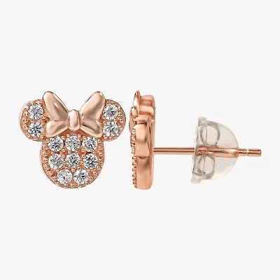 Disney Collection Cubic Zirconia 14K Gold Over Silver 8.9mm Minnie Mouse Stud Earrings