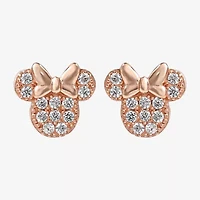 Disney Collection Cubic Zirconia 14K Gold Over Silver 8.9mm Minnie Mouse Stud Earrings