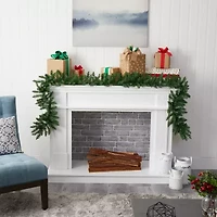 Nearly Natural 9ft. Christmas Pine Artificial Garland With 50 Warm White Led Lights Pre-Lit Wreath