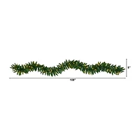 Nearly Natural 9ft. Christmas Pine Artificial Garland With 50 Warm White Led Lights Pre-Lit Wreath