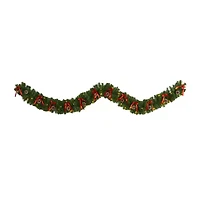 Nearly Natural 9ft. Bow And Pinecone Artificial Garland With 35 Clear Led Lights Pre-Lit Wreath