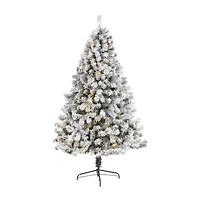Nearly Natural 7 Foot West Virginia Flocked Fir With 350 Clear Led Lights Pre-Lit Artificial Christmas Tree