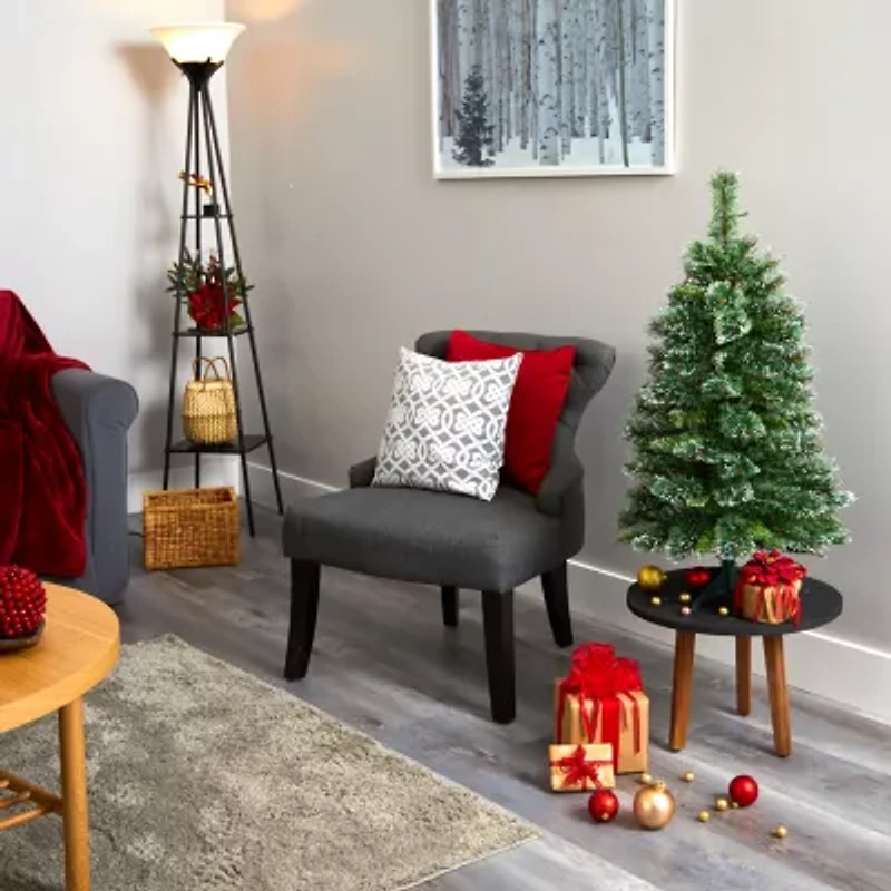 Nearly Natural Foot Flocked Pine Pre-Lit Christmas Tree