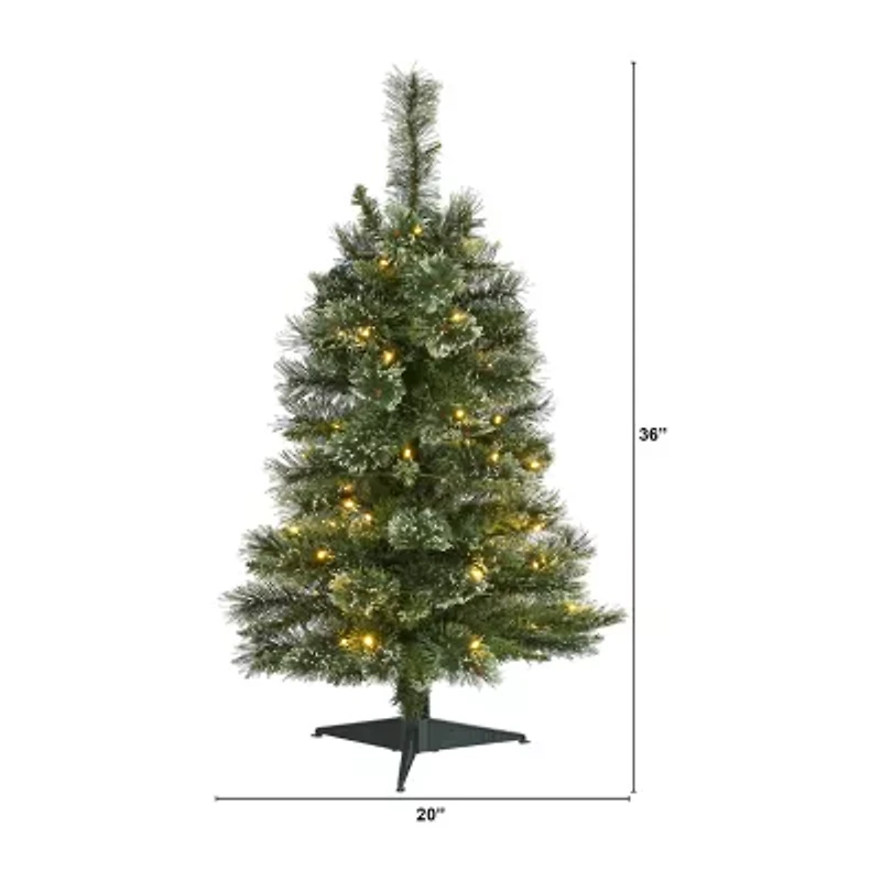 Nearly Natural Foot Flocked Pine Pre-Lit Christmas Tree