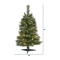 Nearly Natural Foot Flocked Pine Pre-Lit Christmas Tree