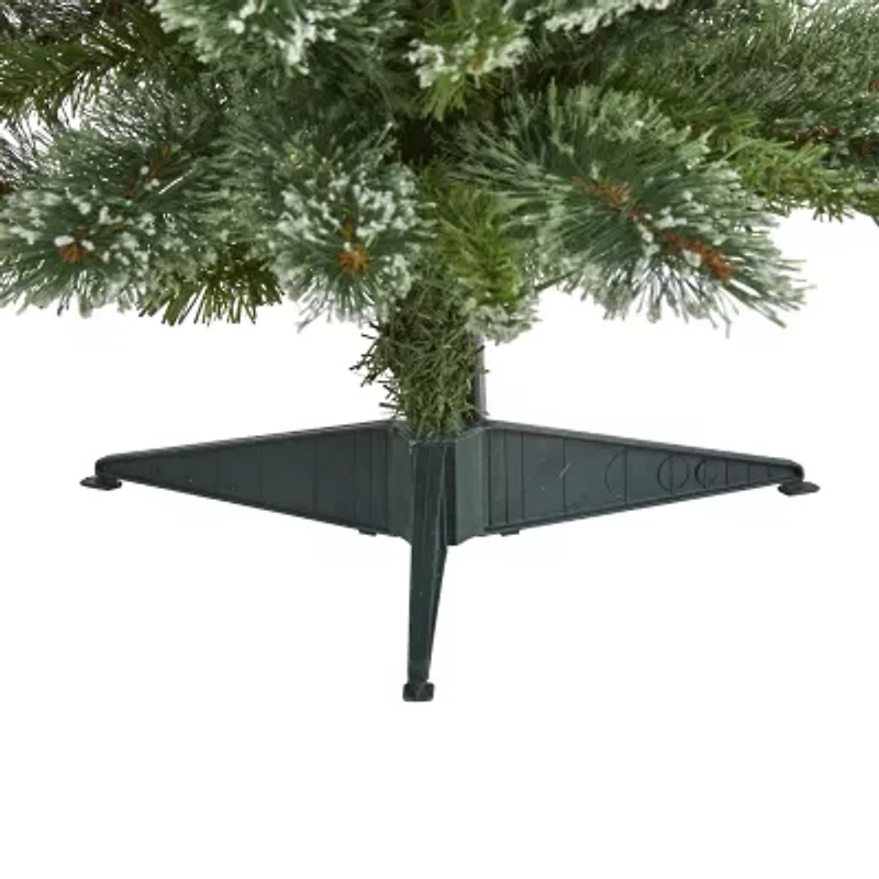 Nearly Natural Foot Flocked Pine Pre-Lit Christmas Tree