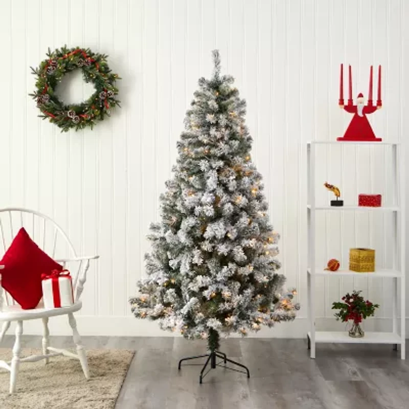 Nearly Natural Foot Flocked Fir Christmas Tree