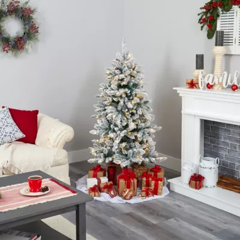 Nearly Natural Foot Flocked Fir Christmas Tree
