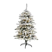 Nearly Natural 4 Foot Flocked Fir Christmas Tree