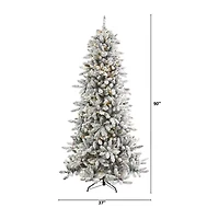 Nearly Natural 7 1/2 Foot Flocked Fir Christmas Tree
