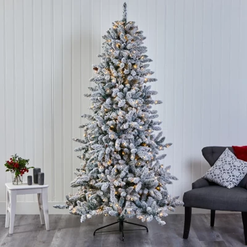 Nearly Natural 7 1/2 Foot Flocked Fir Christmas Tree