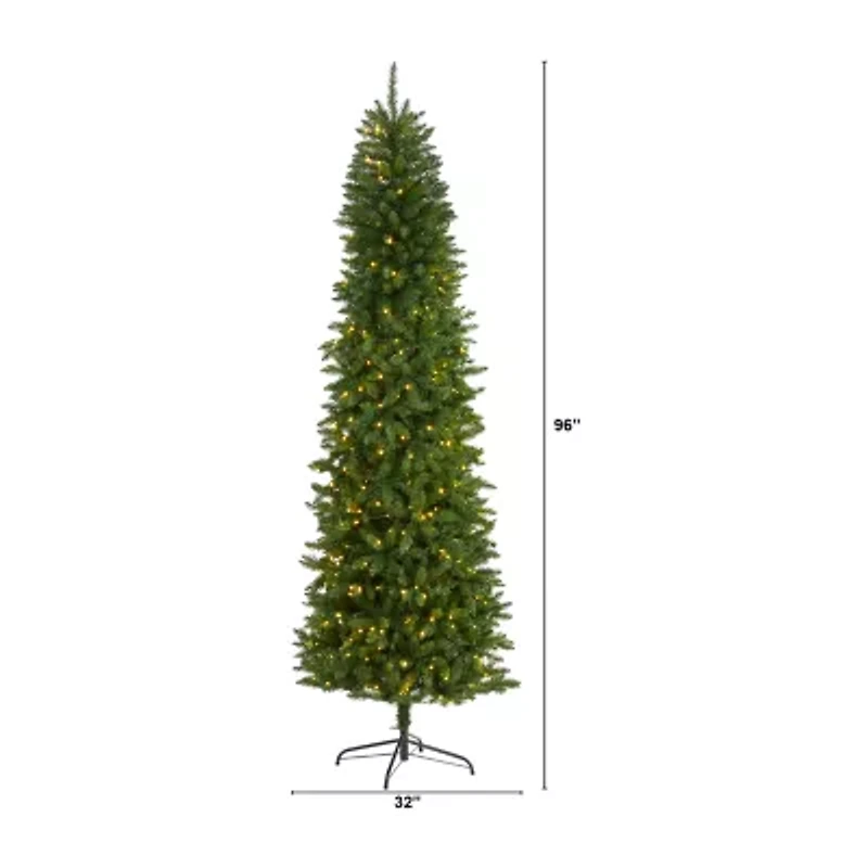 Nearly Natural 8 Foot Pre-Lit Pine Christmas Tree