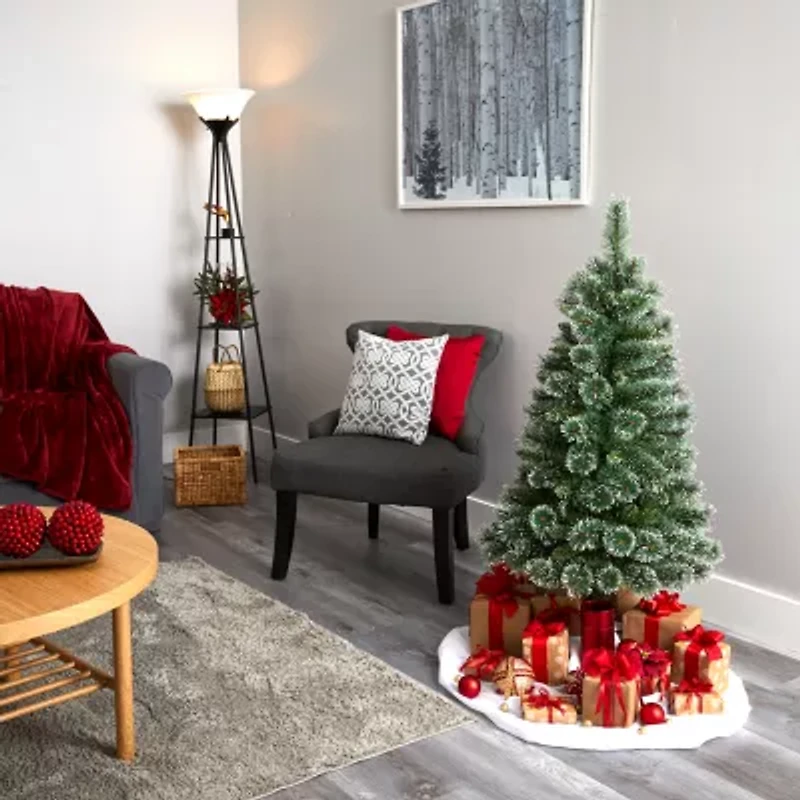 Nearly Natural Foot Flocked Pine Pre-Lit Christmas Tree