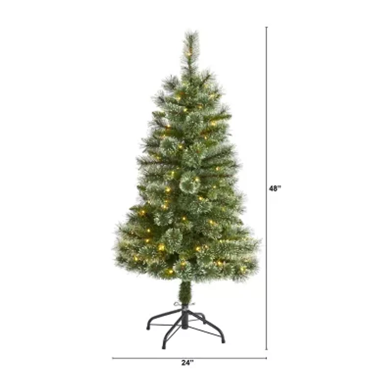 Nearly Natural Foot Flocked Pine Pre-Lit Christmas Tree