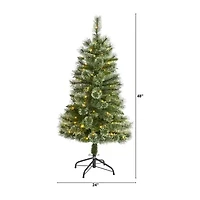 Nearly Natural Foot Flocked Pine Pre-Lit Christmas Tree