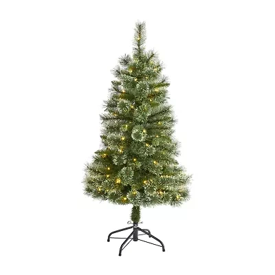 Nearly Natural Foot Flocked Pine Pre-Lit Christmas Tree