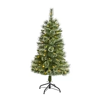Nearly Natural Foot Flocked Pine Pre-Lit Christmas Tree