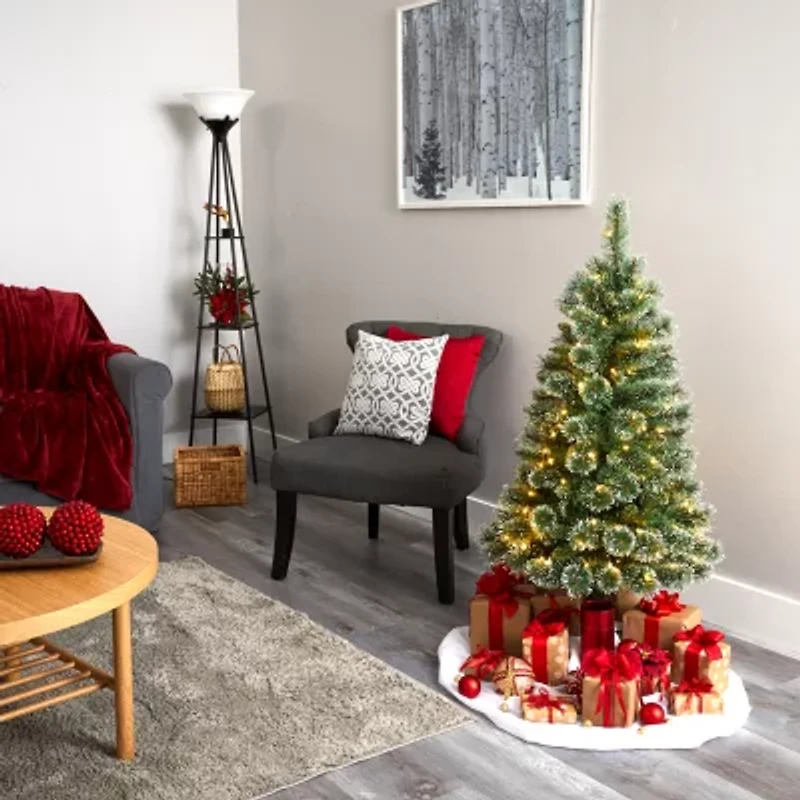 Nearly Natural Foot Flocked Pine Pre-Lit Christmas Tree
