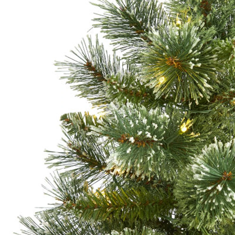 Nearly Natural Foot Flocked Pine Pre-Lit Christmas Tree