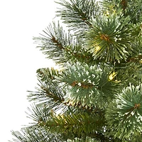 Nearly Natural Foot Flocked Pine Pre-Lit Christmas Tree