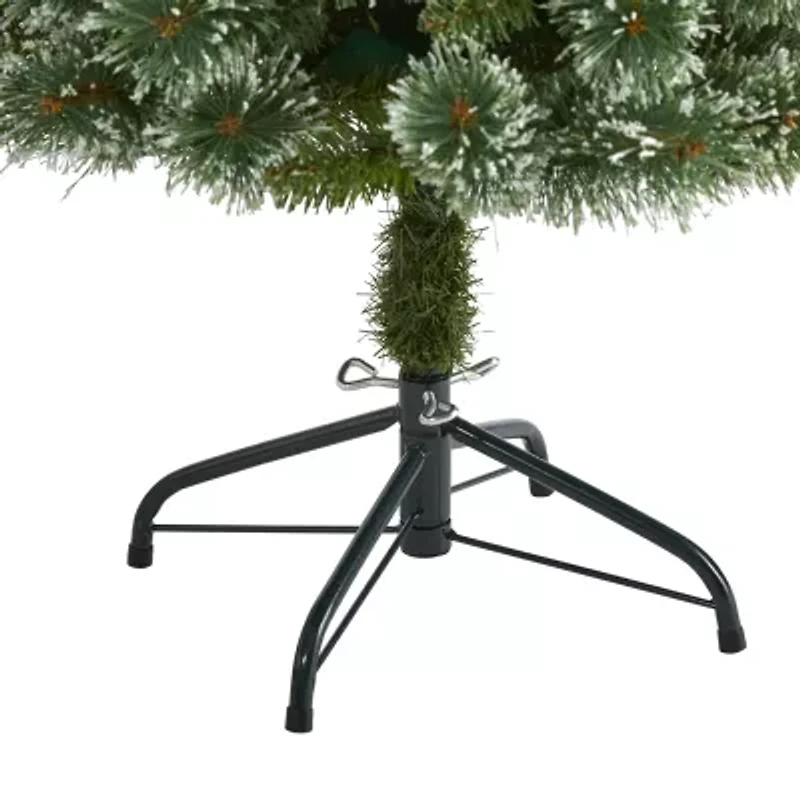 Nearly Natural Foot Flocked Pine Pre-Lit Christmas Tree