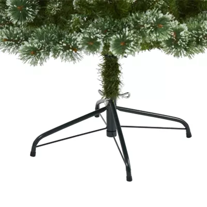 Nearly Natural 6 Foot Flocked Pine Pre-Lit Christmas Tree