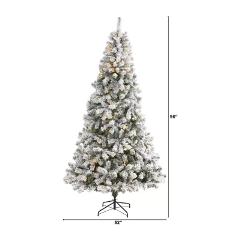 Nearly Natural 8 Foot Flocked Fir Christmas Tree