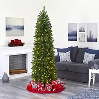Nearly Natural 7 Foot Pre-Lit Pine Christmas Tree