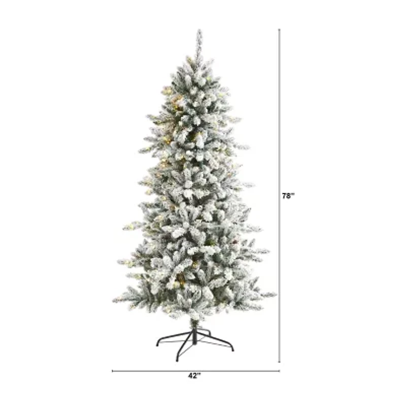 Nearly Natural 6 1/2 Foot Flocked Fir Christmas Tree