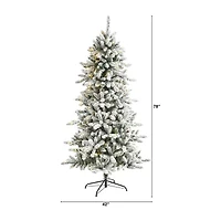 Nearly Natural 6 1/2 Foot Flocked Fir Christmas Tree