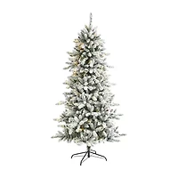 Nearly Natural 6 1/2 Foot Flocked Fir Christmas Tree